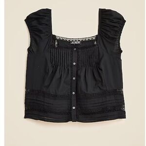 J. Crew cap-sleeve lace-trim top